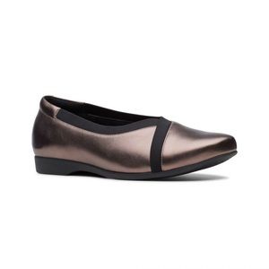 NEW!! Women Clarks Un Darcey Ease Loafer Flat Pebble Metallic Shoes Size 5.5M